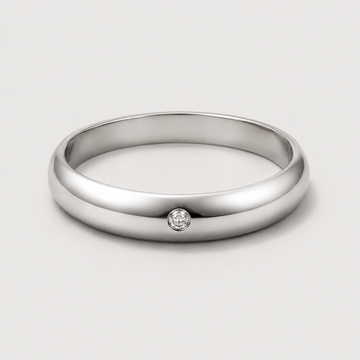 Dome Ring in silver with flush-set lab-grown diamond — Plain Form