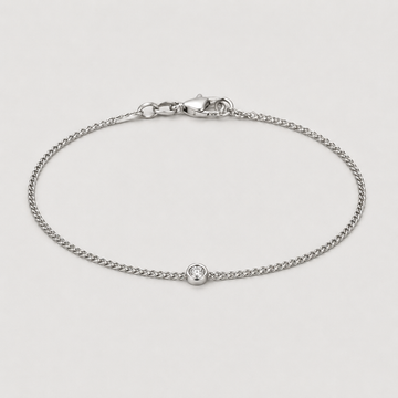 ID Bracelet in silver with lab-grown diamond — Plain Form
