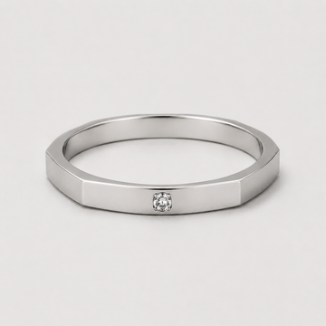 Single Stud earring in silver with bezel-set lab-grown diamond — Plain Form