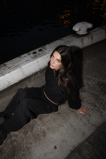 Slim Chain necklace in silver, worn at night — Plain Form