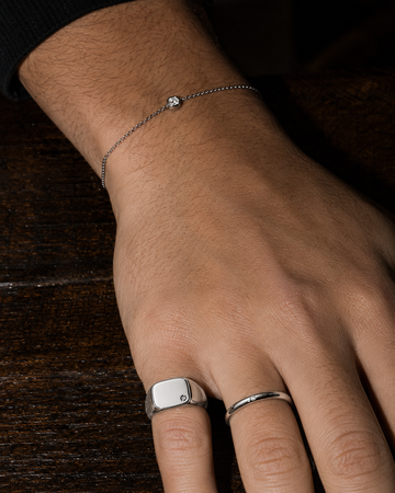 Single Chain Bracelet in silver with lab-grown diamond, worn — Plain Form