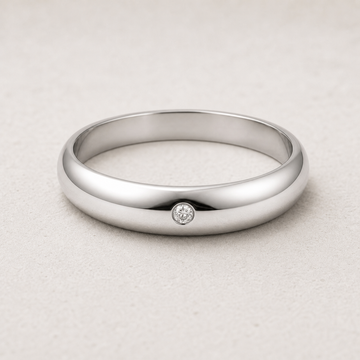 Dome Ring in silver with flush-set lab-grown diamond — studio