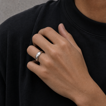Dome Ring in silver with flush-set lab-grown diamond — close-up